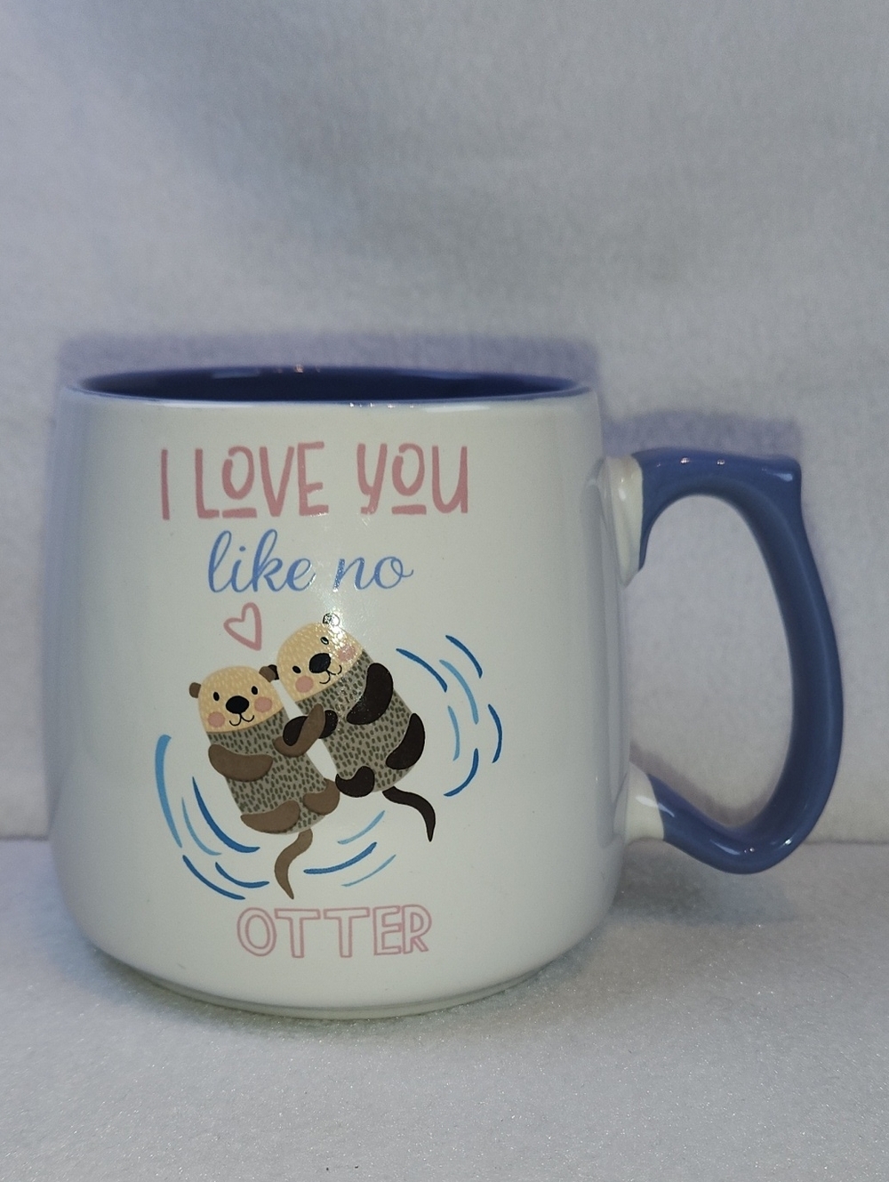 I Love You Like No Otter White Ceramic Mug with Purple Handle